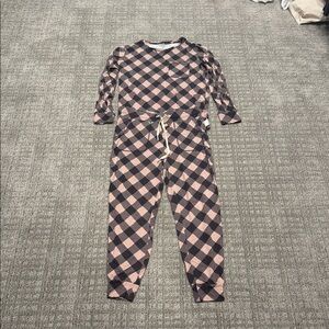 Cozy cream& Black Buffalo Check Pajama Set lates by Kate long sleeve